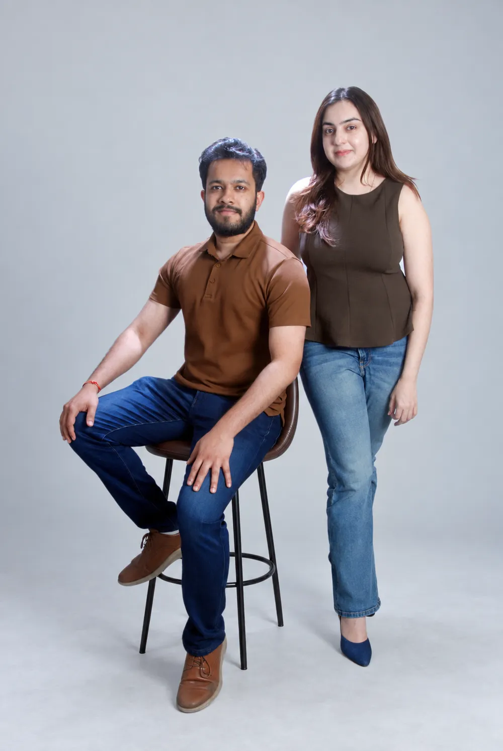 Kshitij Goel and Nandini Marwah in a studio portrait